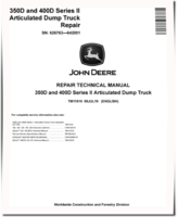 John Deere 350D and 400D Series II Articulated Dump Trucks (SN: 626763-642001) Repair Manual (TM11519)