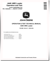 John Deere 444K (SN: E642101-670307) 4WD Loaders with iT4 Engines 4045HDW56 Operation and Test Manual (TM12089)
