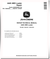John Deere 444K (SN: E642101-670307) 4WD Loaders with iT4 Engine 4045HDW56 Repair Manual (TM12091)