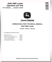 John Deere 524K (SN: E642246-670307) 4WD Loaders with iT4 Engine 6068HDW84 Operation and Test Manual (TM12093)