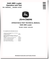 John Deere 544K (SN: D642665-670307) 4WD Loaders with T3 Engine 6068HDW74 Operation and Test Manual (TM12098)
