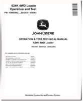 John Deere 624K (SN: E642635-658064) 4WD Loaders with iT4 Engine 6068HDW78 Operation and Test Manual (TM12101)