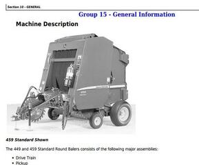 TM121019 - John Deere 449, 459 Standard Hay and Forage Round Balers All Inclusive Technical Manual