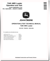 John Deere 724K (SN: E634315-658064) 4WD Loaders with iT4 Engines 6090HDW13 Operation and Test Manual (TM12109)