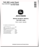 John Deere 724K (SN: 641523-658296) 4WD Loaders with Engines 6090HDW03 (T3), 6090HDW09 (S2) Repair Manual (TM12112)