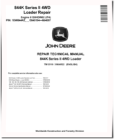 John Deere 844K Series II (SN: E645194-664097) 4WD Loaders with iT4 Engine 6135HDW02 Repair Manual (TM12119)