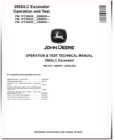 John Deere 350GLC Crawler Excavators (SN. from 808001) Operation and Test Manual (TM12173)