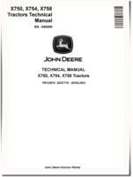 John Deere X750, X754 and X758 Lawn Tractors (SN. up to 040000) Technical Manual (TM122819)