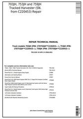 TM12392 - John Deere 703JH, 753JH, 759JH Tracked Harvester (SN. from C220453) Service Repair Manual