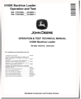 John Deere 310SK Side Shift Backhoe Loaders (SN. from C219607, D219607) Operation and Test Manual (TM12465)