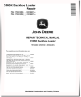 John Deere 310SK Side Shift Backhoe Loaders (SN. from C219607, D219607) Repair Manual (TM12466)
