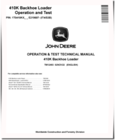 John Deere 410K Backhoe Loaders (SN. from E219607) Operation and Test Manual (TM12493)