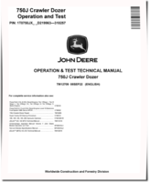 John Deere 750J (SN: D219963-310257) Crawler Dozers Operation and Test Manual (TM12709)