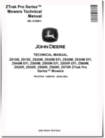 John Deere Z-Trak Pro Z915B/E, Z920M/R, Z925M EFI, Z930M/R EFI, Z945M EFI, Z950M/R, Z955M/R EFI, Z960M/R and Z970R Zero-Turn Mowers Technical Manual (TM127619)