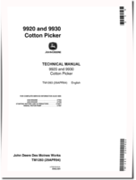 John Deere 9920 and 9930 Cotton Pickers Technical Manual (TM1283)