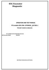TM12867 - John Deere 85G (FT4) Excavator Diagnostic, Operation and Test Service Manual