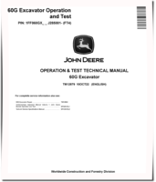 John Deere 60G (SN. from J285001) Compact Excavators Operation and Test Manual (TM12879)