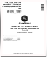 John Deere 318E, 320E and 324E Skid Steer Loaders with EH Controls (SN. from J249323) Operation and Test Manual (TM13007X19)