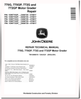 John Deere 770G, 770GP, 772G and 772GP Motor Graders (SN: C656729-678817, D656729-678817) Repair Manual (TM13069X19)