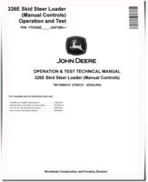 John Deere 326E Skid Steer Loaders with Manual Controls (SN. from J247388) Operation and Test Manual (TM13088X19)