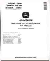 John Deere 724K (SN. from C658297, D658297) 4WD Loaders Operation and Test Manual (TM13117X19)