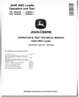 John Deere 644K (SN. from C000001, D000001) 4WD Loaders Operation and Test Manual (TM13212X19)