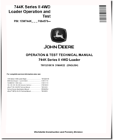 John Deere 744K-II (SN. from F664578) 4WD Loaders Operation and Test Manual (TM13218X19)
