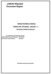 TM13250X19 - John Deere 230GW Wheeled Excavator Service Repair Manual