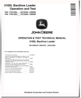 John Deere 310SL Side Shift Backhoe Loaders (SN: C273920-390995, D273920-390995) Operation and Test Manual (TM13295X19)