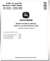John Deere 410L Backhoe Loaders and 310SL HL Side Shift Backhoe Loaders (SN: F273920-390995) Repair Manual (TM13300X19)