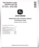 John Deere 410L Backhoe Loaders (SN: C273920-390995, D273920-390995) Operation and Test Manual (TM13305X19)