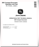 John Deere 26G (SN. from K260001) Compact Excavators Operation and Test Manual (TM13323X19)