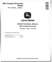 John Deere 26G (SN. from K260001) Compact Excavators Repair Manual (TM13324X19)