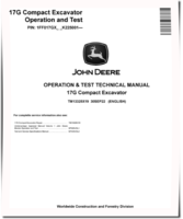 John Deere 17G (SN. from K225001) Compact Excavators Operation and Test Manual (TM13325X19)