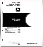 John Deere 655B and 755B Crawler Loaders Operation and Test Manual (TM1333)