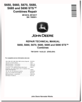 John Deere S650, S660, S670, S680, S685 and S690 STS MY2016-2017 Combines (SN: 785001-) Repair Manual (TM133419)