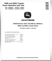 John Deere 550K and 650K Crawler Dozers (SN: F275977-303907) Operation and Test Manual (TM13356X19)