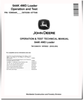 John Deere 544K (SN: D670308-677548) 4WD Loaders Operation and Test Manual (TM13366X19)
