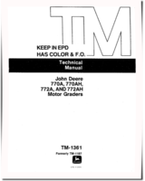 John Deere 770A, 770AH, 772A and 772AH Motor Graders Technical Manual (TM1361)