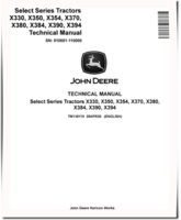 John Deere Select Series X330, X350, X354, X370, X380, X384, X390 and X394 Lawn Tractors (SN: 010001-110000) Technical Manual (TM138119)
