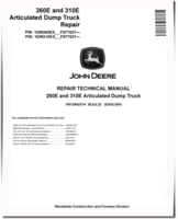 John Deere 260E and 310E Articulated Dump Trucks (SN. from F677827) Repair Manual (TM13842X19)