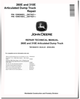 John Deere 260E and 310E Articulated Dump Trucks (SN. from D677827) Repair Manual (TM13844X19)