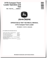 John Deere 317G Compact Track Loaders (SN. from J288093) Operation and Test Manual (TM13850X19)