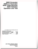 John Deere 690D, 690DLC Crawler Excavators, 699D Tracked Feller Bunchers and 699D Harvesters Operation and Test Manual (TM1387)