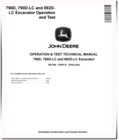 John Deere 790D, 790D LC and 892D LC Crawler Excavators Operation and Test Manual (TM1395)