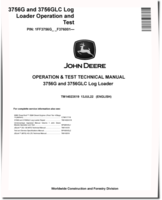 John Deere 3756G and 3756GLC Log Loaders (SN. from F376001) Operation and Test Manual (TM14023X19)