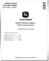 John Deere 3154G (SN: from F310001) Forestry Excavators Repair Manual (TM14026X19)