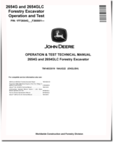 John Deere 2654G and 2654GLC Forestry Excavators (SN. from  F260001) Operation and Test Manual (TM14033X19)