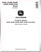John Deere Z-Trak Z525E, Z535M, Z535R, Z540M and Z540R Zero-Turn Mowers (SN. from 010001) Technical Manual (TM140419)