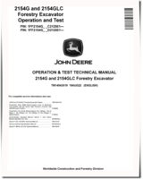 John Deere 2154G and 2154GLC Forestry Excavators (SN. from C212001, D212001) Operation and Test Manual (TM14043X19)